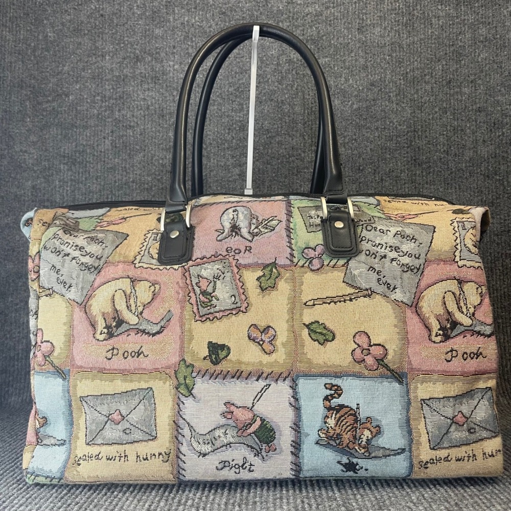 Vintage Walt Disney Winnie the Pooh Tapestry Duffle Bag‎ Large Carry-On Y2K